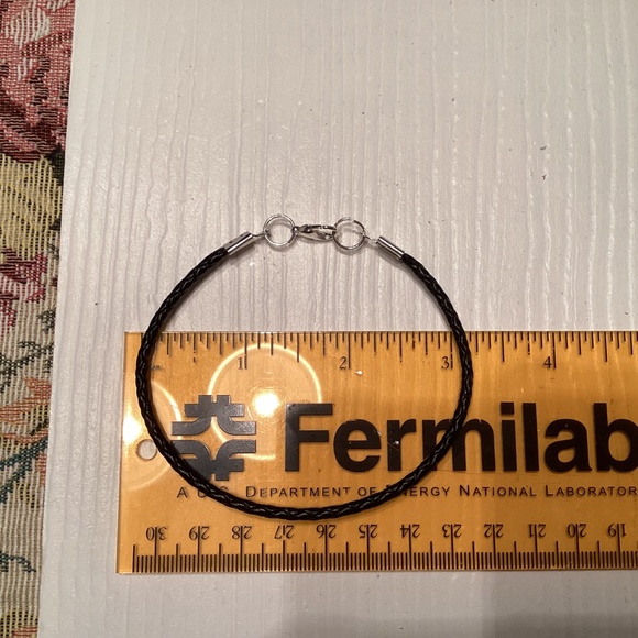 Black Braided Leather Cord Bracelet 9” - Picture 3 of 4